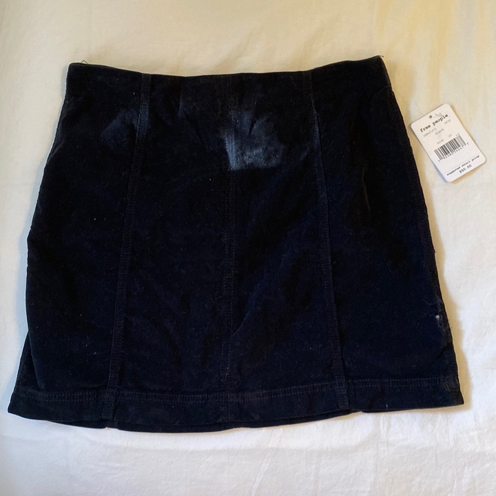 Free People Black Corduroy Mini Skirt Size 10 NWT